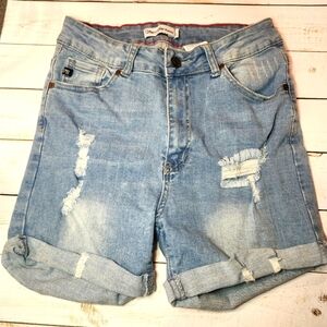 Vince Blue Premium Distressed Cuffed Jean Shorts Size Junior Large